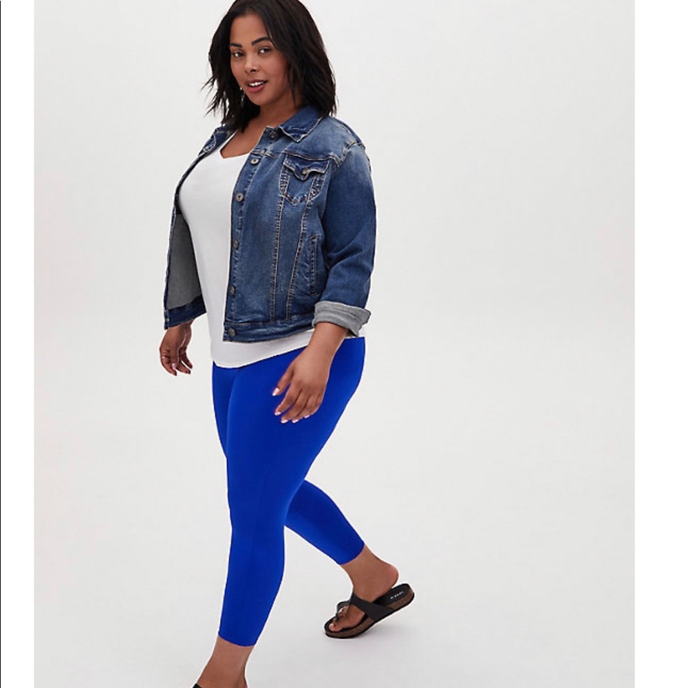 Torrid crop premium leggings- liquid electric blue